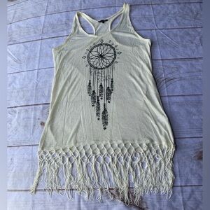 Copper Key Ivory Tassled Dream Catcher Tank Top Size Large